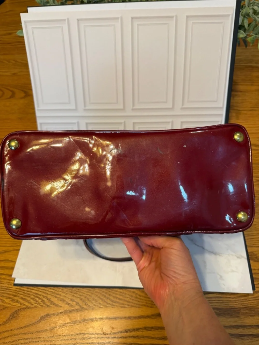 Coach Red Patent Leather Embossed Signature Dome Satchel & Matching Wallet Set
